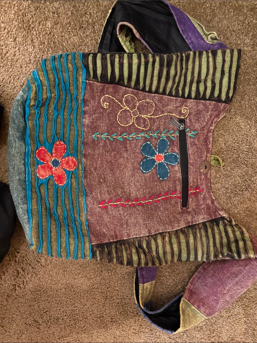 Boho Floral Patchwork Purse in Purple and Teal